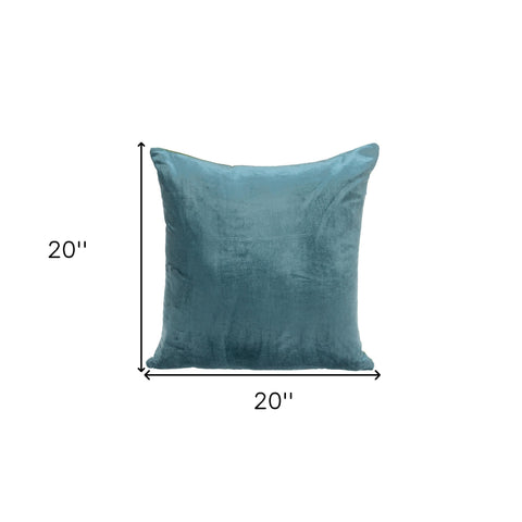 Green and Teal Dual Solid Color Reversible Throw Pillow