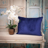 Navy Blue Lumbar Tufted Throw Pillow