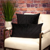 Quilted Velvet Arrows Black Decorative Throw Pillow