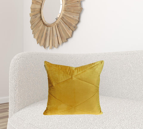 Quilted Yellow Velvet Throw Pillow