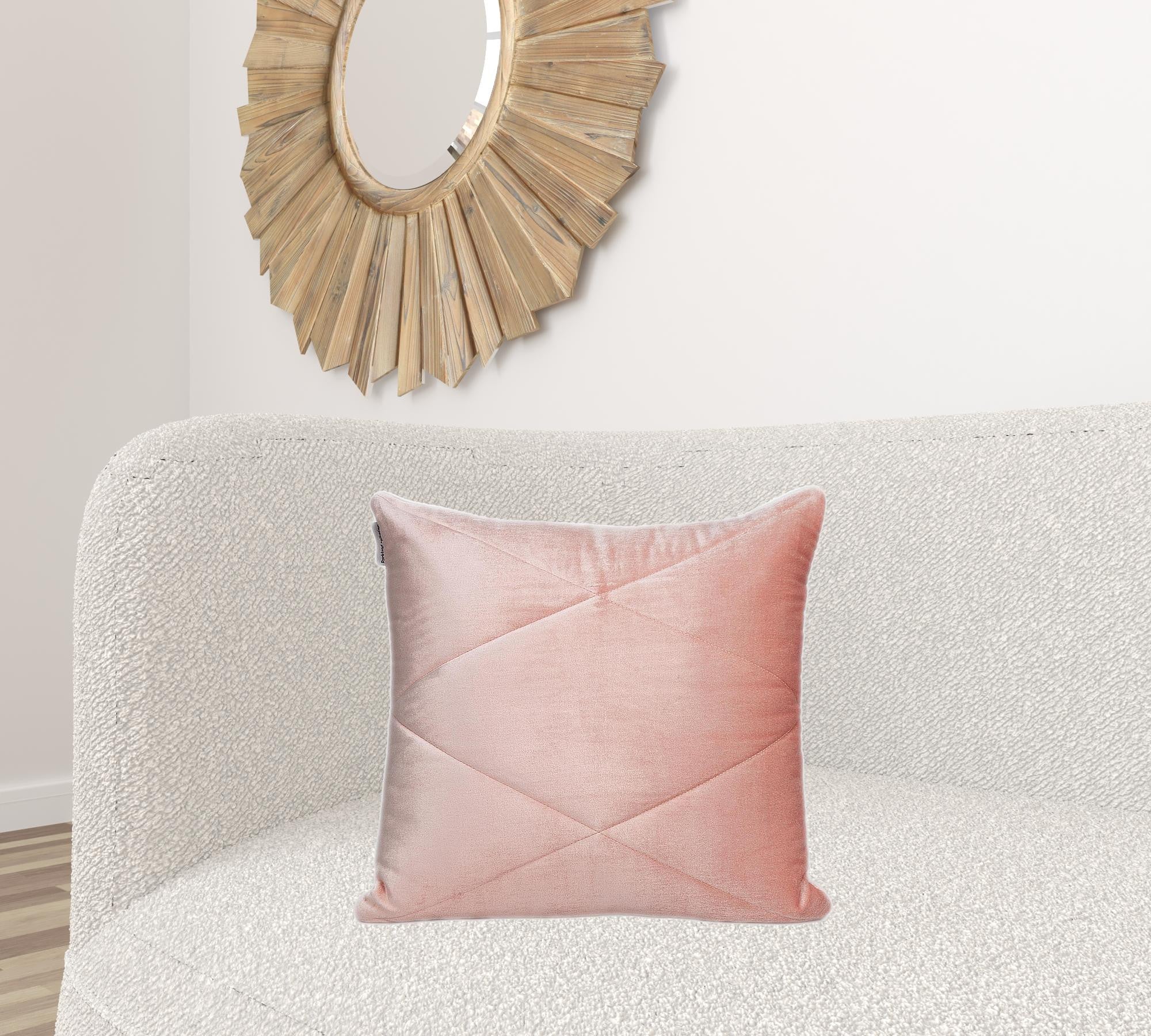 Quilted Pink Velvet Throw Pillow