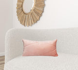 Quilted Pink Velvet Lumbar Throw Pillow