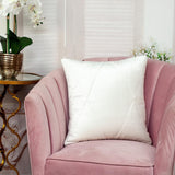 Quilted White Velvet Throw Pillow