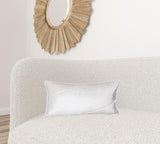 Quilted White Velvet Lumbar Throw Pillow