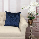 Navy Quilted Velvet Geo Decorative Throw Pillow