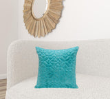 Aqua Quilted Velvet Geo Decorative Throw Pillow