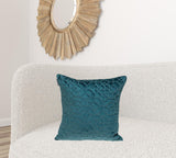 Teal Quilted Velvet Geo Decorative Throw Pillow