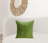 Olive Quilted Velvet Geo Decorative Throw Pillow