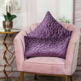 Purple Quilted Velvet Geo Decorative Throw Pillow