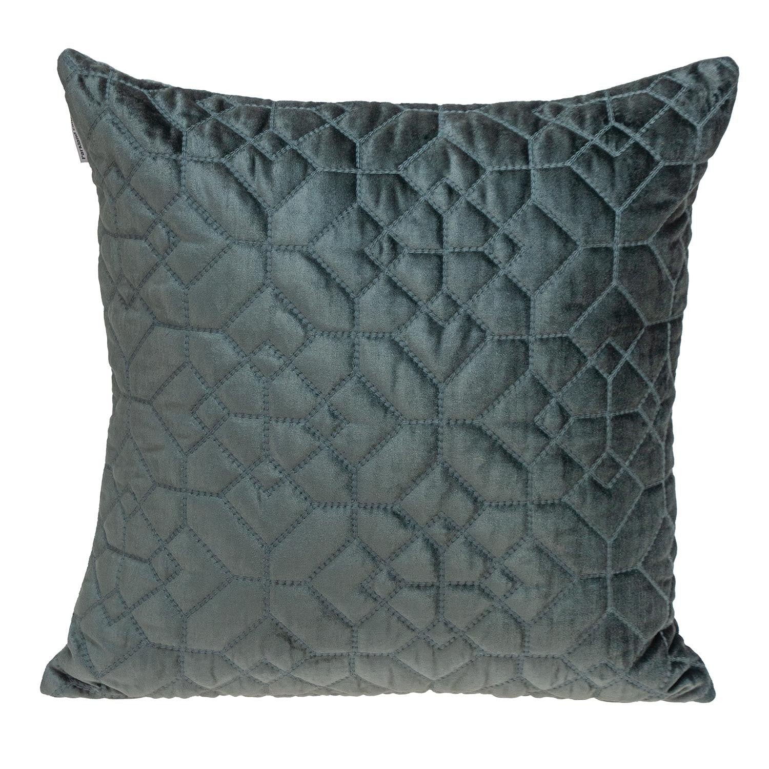 Charcoal Quilted Velvet Geo Decorative Throw Pillow