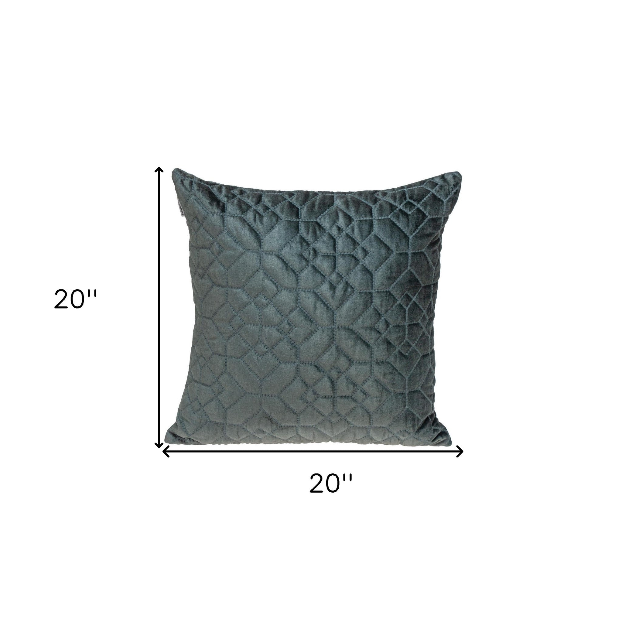 Charcoal Quilted Velvet Geo Decorative Throw Pillow