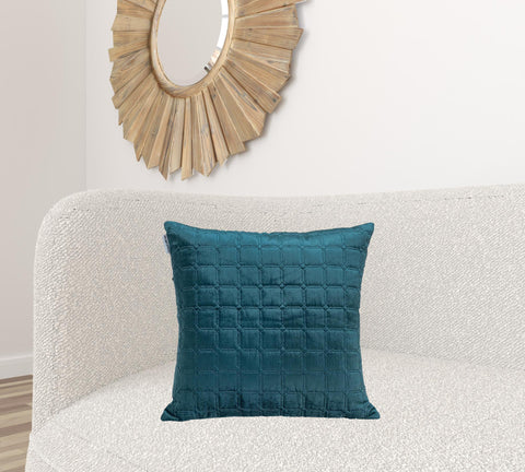 Teal Quilted Decorative Throw Pillow