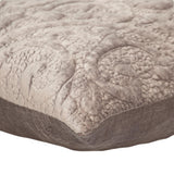 Taupe Quilted Velvet Square Throw Pillow