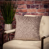 Taupe Quilted Velvet Square Throw Pillow