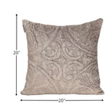 Taupe Quilted Velvet Square Throw Pillow