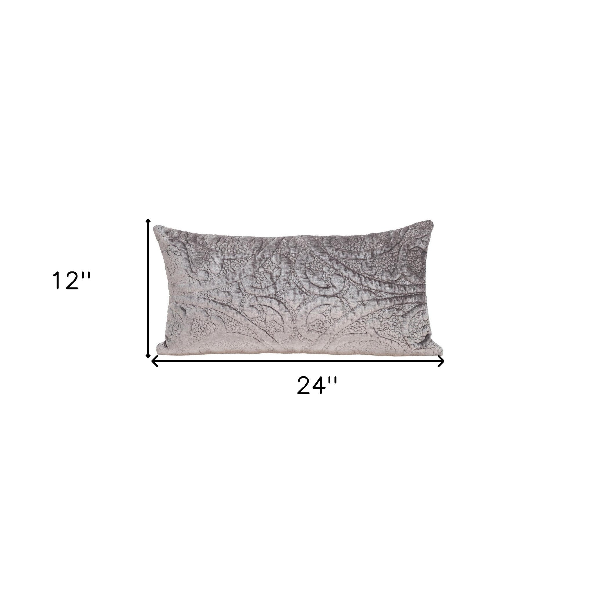 Taupe Quilted Velvet Lumbar Throw Pillow