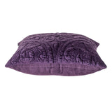 Purple Quilted Velvet Square Throw Pillow