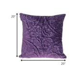 Purple Quilted Velvet Square Throw Pillow