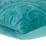 Aqua Quilted Velvet Square Throw Pillow