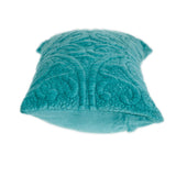 Aqua Quilted Velvet Lumbar Throw Pillow