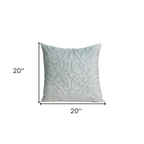 Gray Quilted Velvet Square Throw Pillow