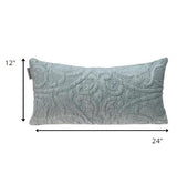 Gray Quilted Velvet Lumbar Throw Pillow