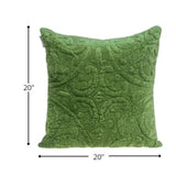 Olive Quilted Velvet Square Throw Pillow