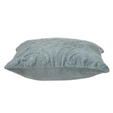 Seafoam Gray Quilted Velvet Square Throw Pillow