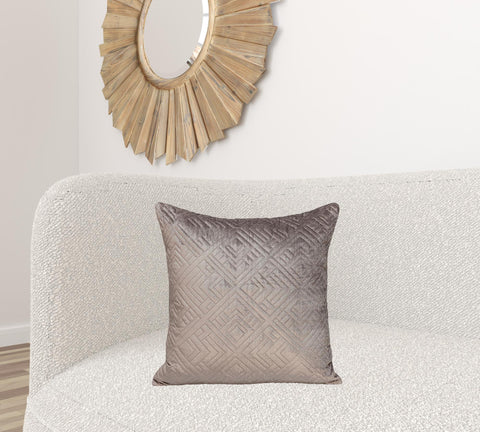 Quilted Taupe Decorative Throw Pillow