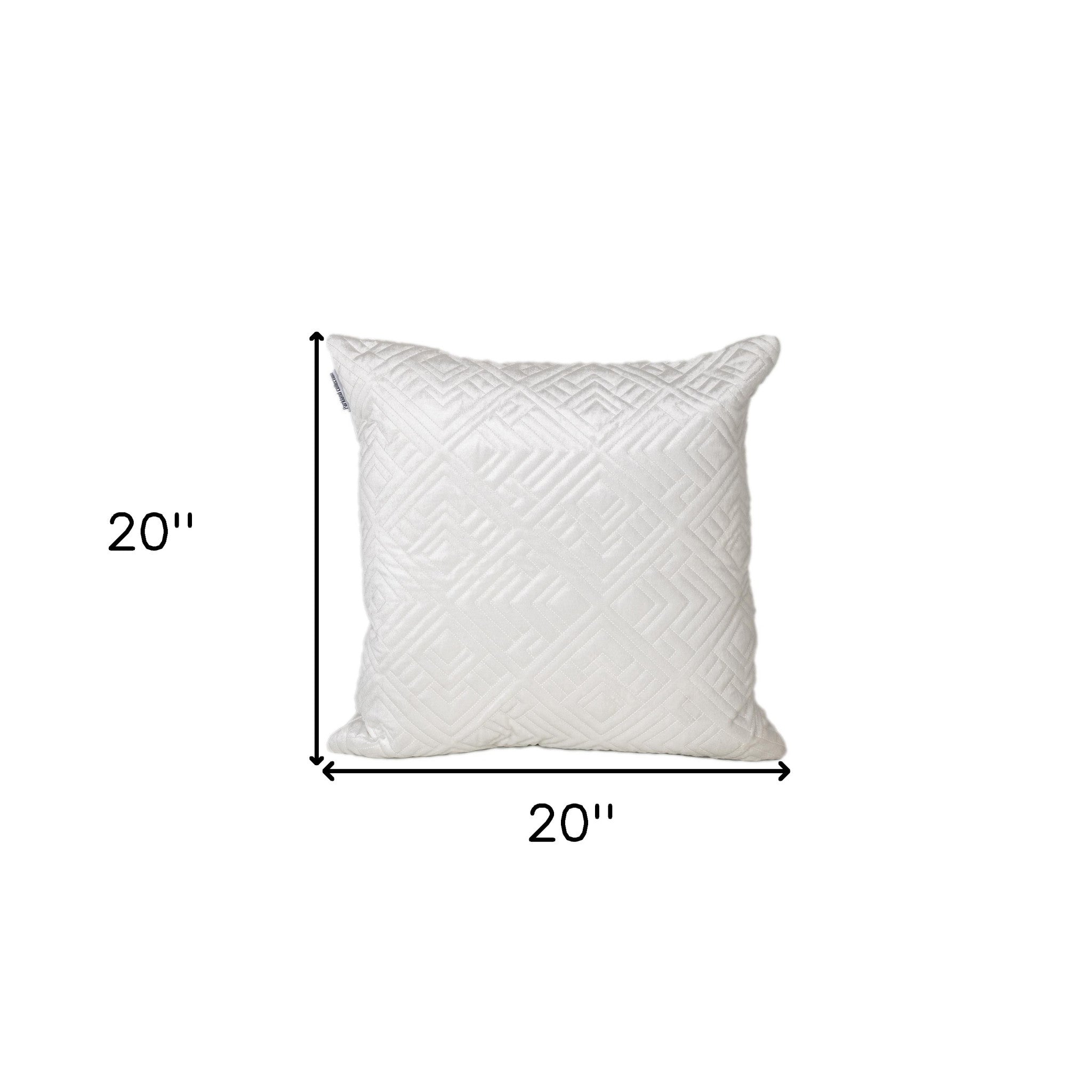 Quilted White Decorative Throw Pillow