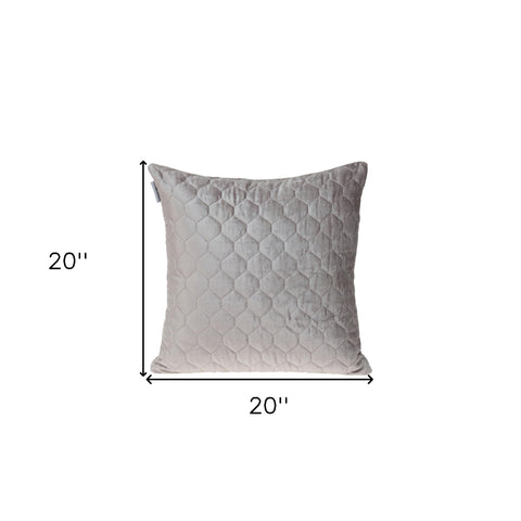 Taupe Tufted Velvet Quilted Throw Pillow