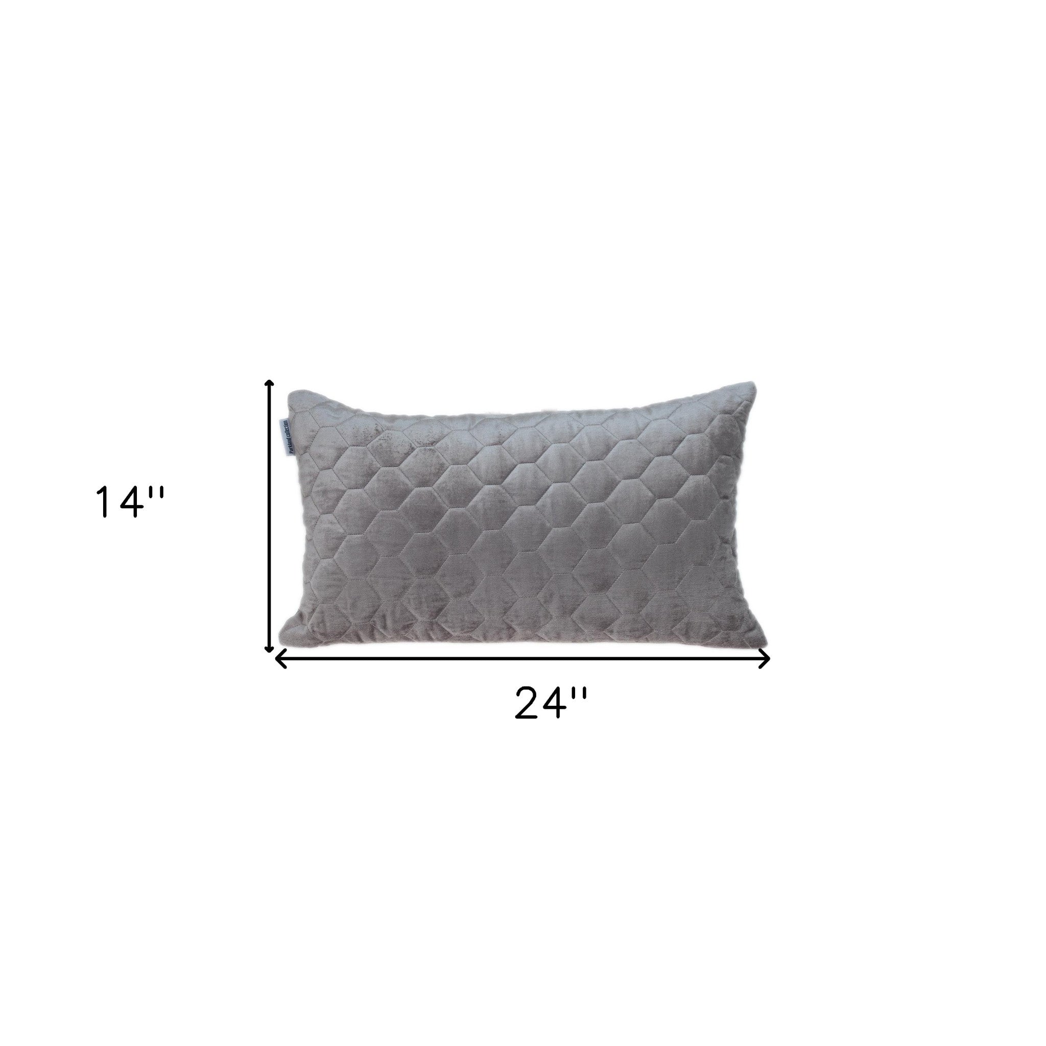 Taupe Tufted Velvet Quilted Lumbar Throw Pillow