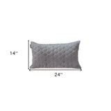 Taupe Tufted Velvet Quilted Lumbar Throw Pillow