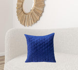 Blue Tufted Velvet Quilted Throw Pillow