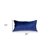 Blue Tufted Velvet Quilted Lumbar Throw Pillow