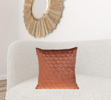 Burnt Orange Tufted Velvet Quilted Throw Pillow