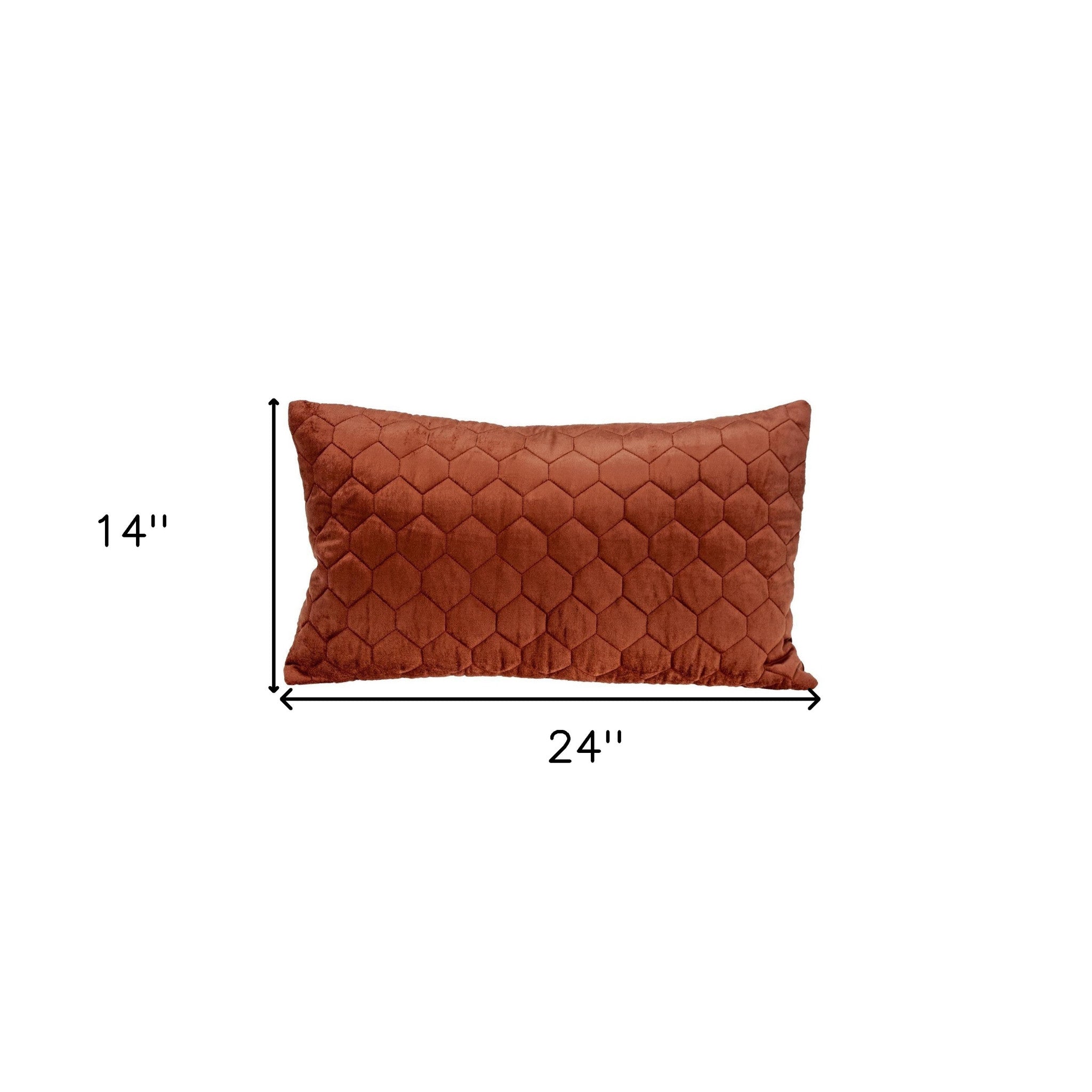 Burnt Orange Tufted Velvet Quilted Lumbar Throw Pillow