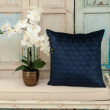 Navy Blue Tufted Velvet Quilted Throw Pillow