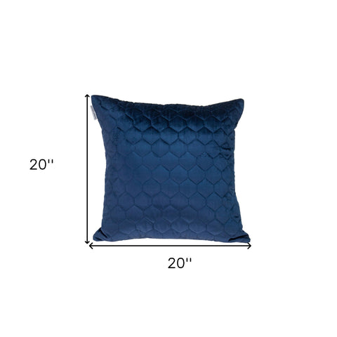 Navy Blue Tufted Velvet Quilted Throw Pillow