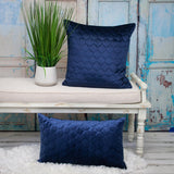 Navy Blue Tufted Velvet Quilted Lumbar Throw Pillow