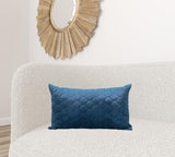 Navy Blue Tufted Velvet Quilted Lumbar Throw Pillow