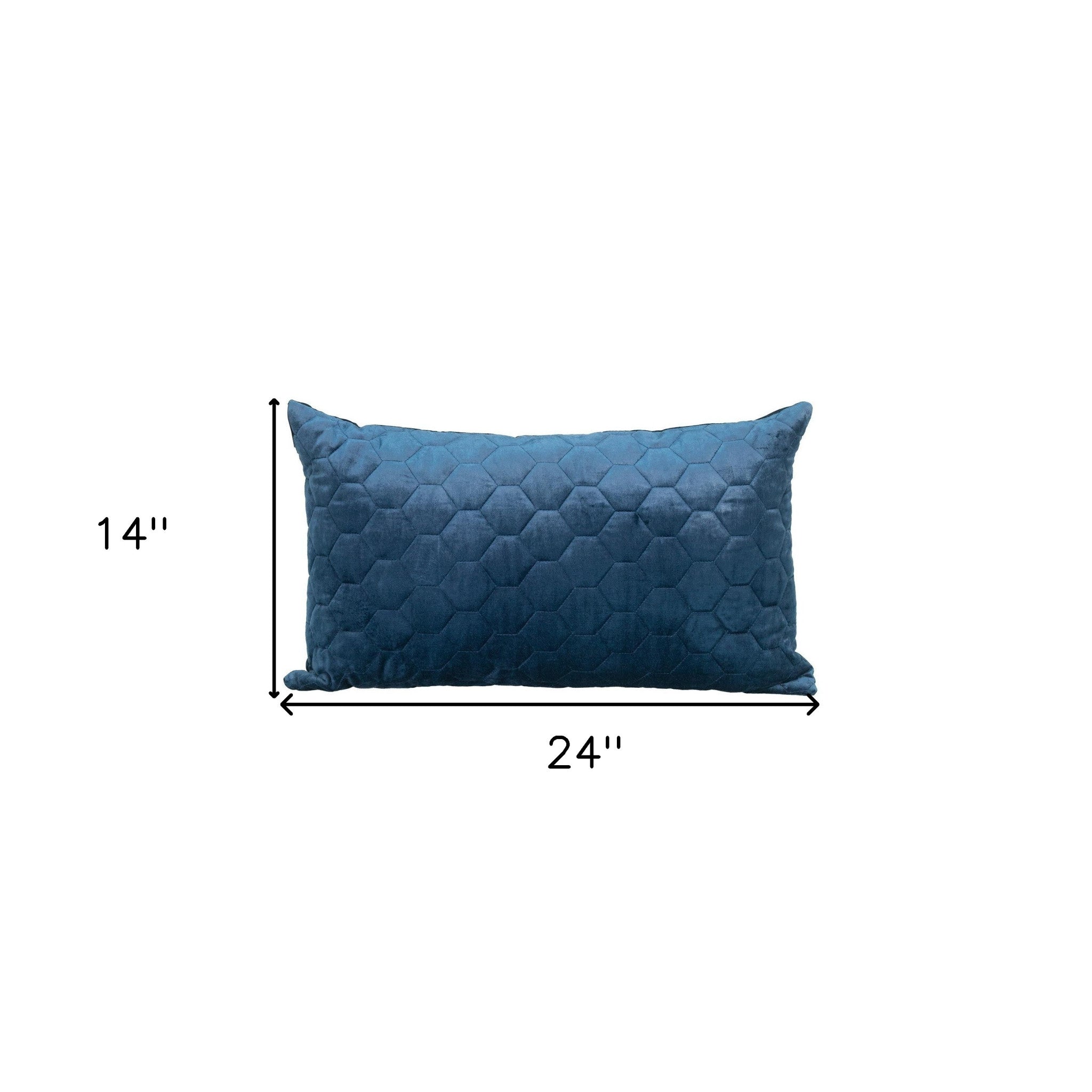 Navy Blue Tufted Velvet Quilted Lumbar Throw Pillow