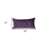 Quilted Velvet Purple Lumbar Throw Pillow