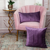 Quilted Velvet Purple Lumbar Throw Pillow