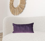 Quilted Velvet Purple Lumbar Throw Pillow