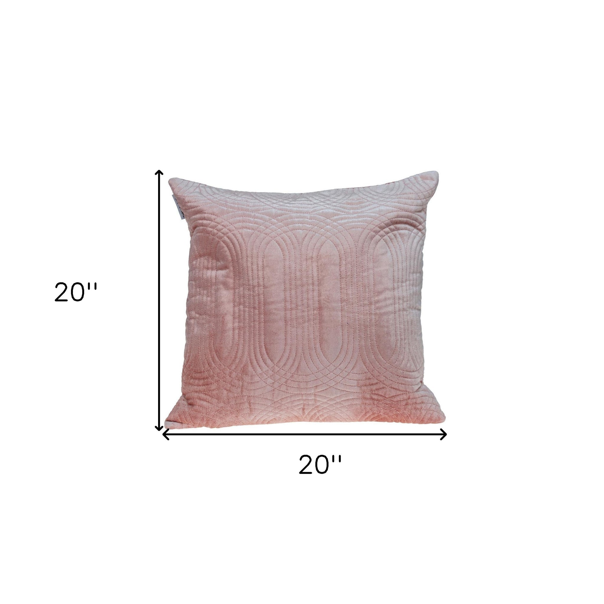 Quilted Velvet Pink Square Throw Pillow