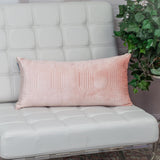 Quilted Velvet Pink Lumbar Throw Pillow