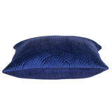 Quilted Velvet Blue  Square Throw Pillow