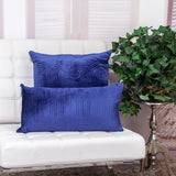 Quilted Velvet Blue  Square Throw Pillow