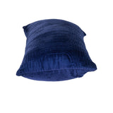 Quilted Velvet Blue Lumbar Throw Pillow